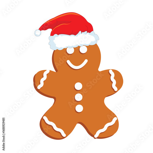 Christmas gingerbread in red Santa Claus hat
