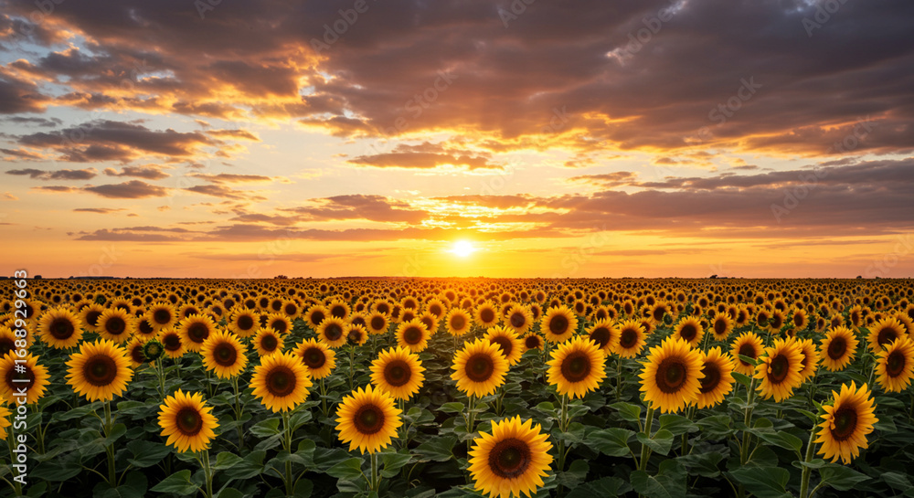 Fototapeta premium Sunflower Field at Sunset