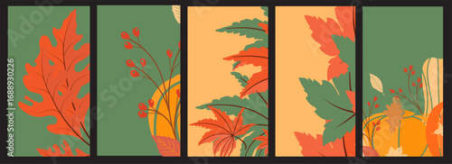 autumn leaves background poster  vector illustration