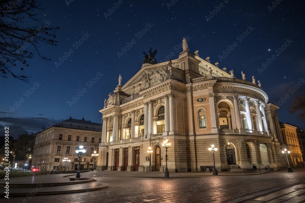 Fototapeta premium night view of the cathedral of st nicholas in prague