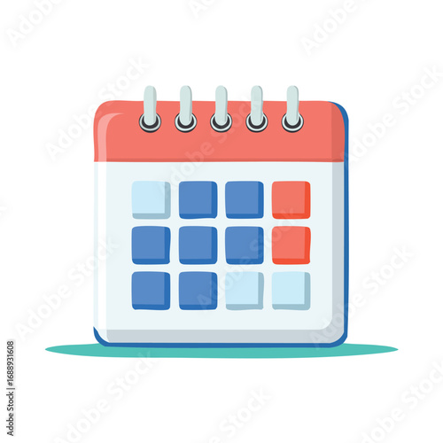 Flat Style Calendar Icon with Marked Events - AI Generated