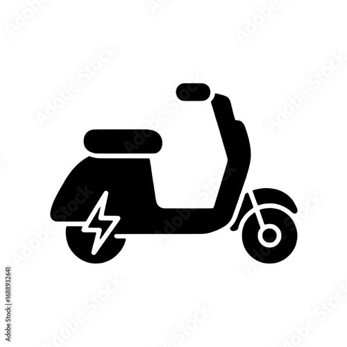 Electric scooter black glyph icon for sustainable urban mobility. E-scooter vector symbol for green transportation concept