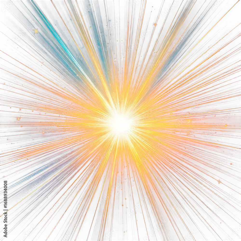 Obraz premium Radiant Starburst Glow — Vibrant Solar Beams, Fiery Highlights, and Sparkling Light Effects for Abstract Power Designs and Transparent Decorative Elements.