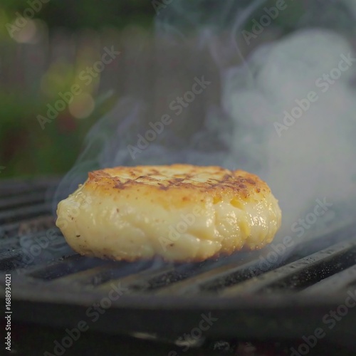 Grilled cheese patty cooking