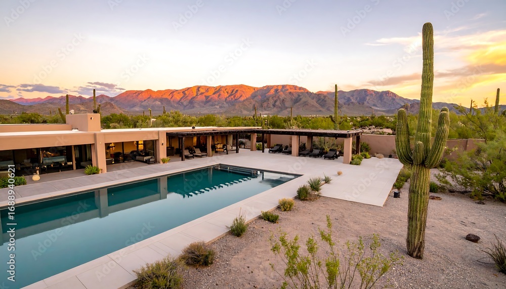 Fototapeta premium Modern desert home with pool