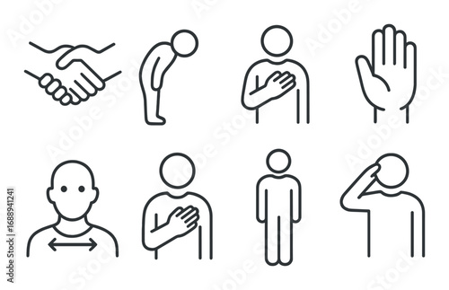 Icons depicting various human gestures and actions