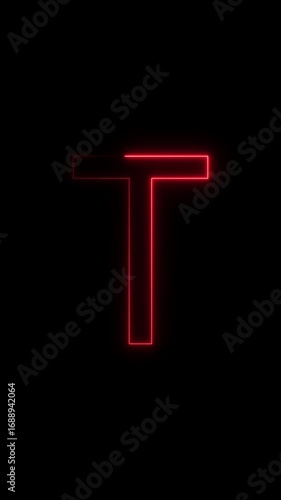 Red Neon Letter T Glowing Against Black Background Futuristic Alphabet Symbol Design for Branding Logos Titles and Creative Visuals Modern Typography Concept Digital Art