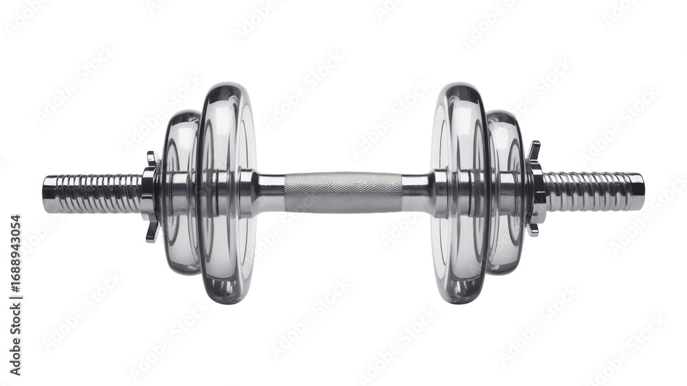 Fototapeta premium Professional chrome dumbbell for intense strength training and fitness routines