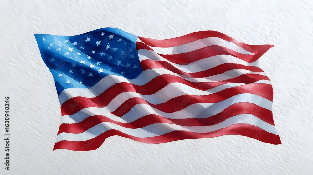 Obraz premium The iconic American flag with its bold red, white, and blue stripes and stars, waving proudly as a symbol of the United States of America.
