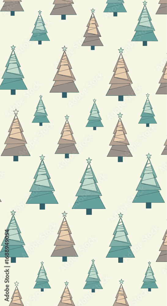 Obraz premium Whimsical winter woodland forest trees pattern for festive holidays and seasonal decorations