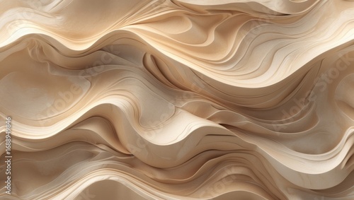 Abstract flowing sandstone formations with smooth, wavy layers and warm beige tones. Natural rock textures showcasing intricate patterns and geological features.