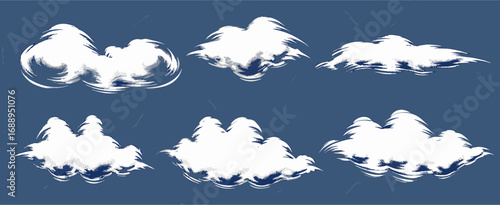 Collection of White Cloud Illustrations, Cartoon Style