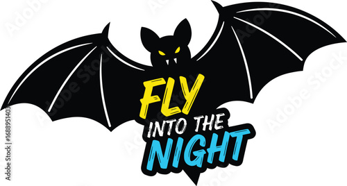 A spooky bat flies into the night, a Halloween-themed design isolated on a white background for a fun celebration.