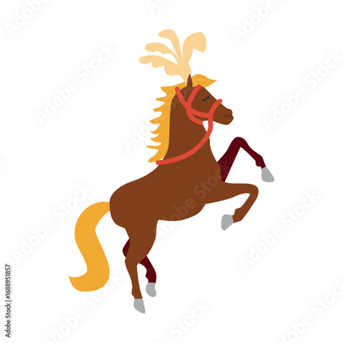 Circus chapito. Vector characters of animals in the circus lion, bear, seal, horse, zebra, elephant