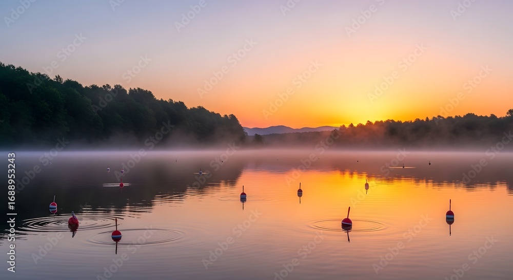 Naklejka premium Sunrise over peaceful lake with reflection