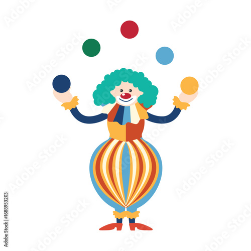 Circus chapito. Vector characters of clown, juggler and magician on stage