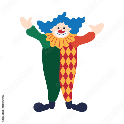 Circus chapito. Vector characters of clown, juggler and magician on stage