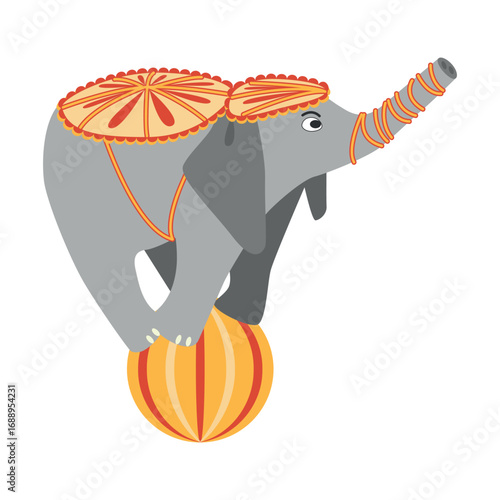 Circus chapito. Vector characters of animals in the circus lion, bear, seal, horse, zebra, elephant