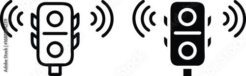 Smart Traffic Signal Icon, Connected Light Symbol, Intelligent Transport Vector, Urban Technology Illustration