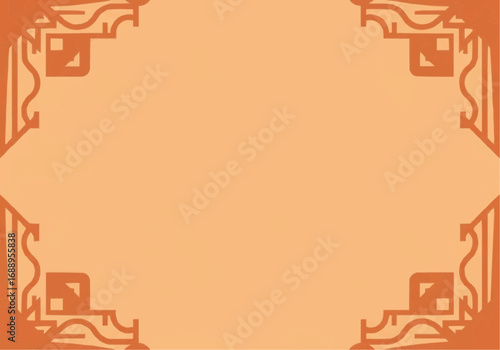 A simple peach-colored background featuring an ornate, decorative frame design in the four corners.