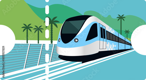 Dubai RTA Metro Train / Vector Illustration