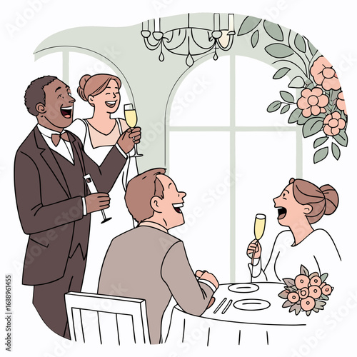 Joyful Wedding Reception Illustration