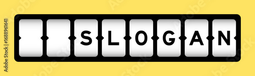 Black color in word slogan on slot banner with yellow color background