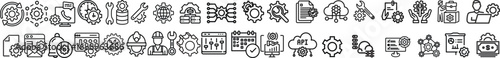 Setting glyph solid icons. Containing update, repair, setup, maintenance solid icons collection. Vector illustration. For website design, logo, app, template, ui, etc.Setting & Setup icon set. 