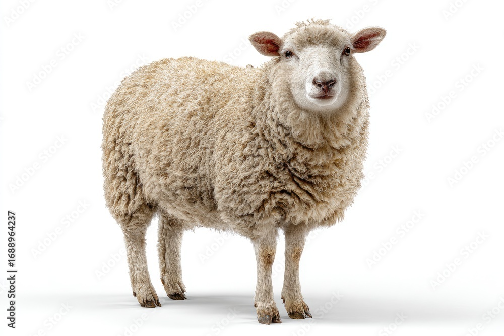 Fototapeta premium Cream-colored sheep, full shot