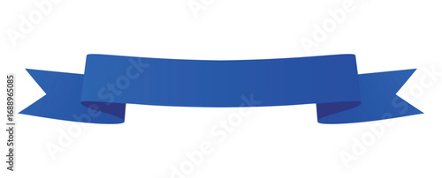 Blue ribbon isolated on white background. Decorative banner, label.