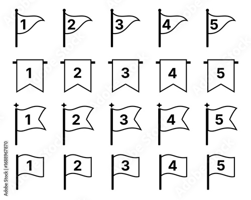 ランキング 順位 数字 あしらい ベクターアイコンセットイラスト モノクロ