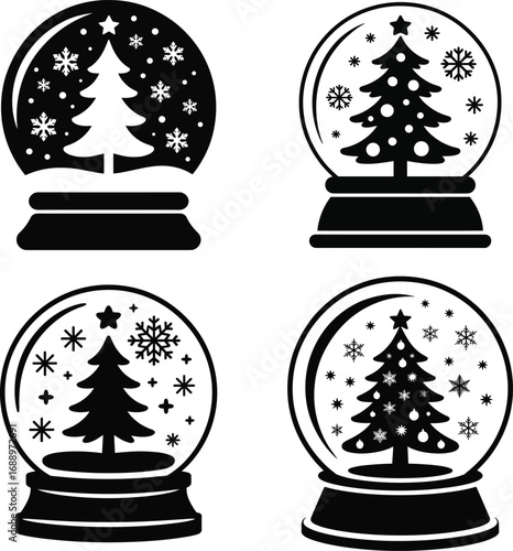 Children Playing at Christmas Tree – Festive Silhouette Design abu