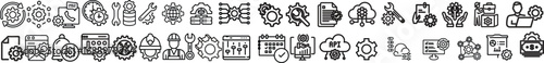 Setting glyph solid icons. Containing update, repair, setup, maintenance solid icons collection. Vector illustration. For website design, logo, app, template, ui, etc.Setting & Setup icon set. 