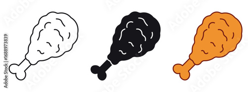 Set of fried chicken leg icon , vector illustration .