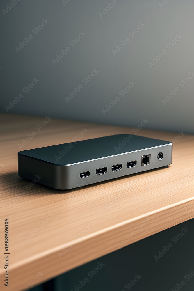 Fototapeta premium USB-C Docking Station with HDMI and Ethernet Ports (Close Up)