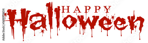 happy halloween text with dripping red blood letters perfect for spooky festive designs