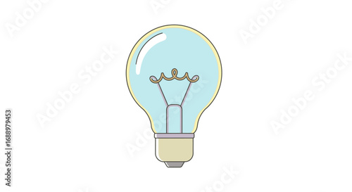 A bright idea illuminated in a clear glass incandescent light bulb on a white background symbolizing innovation and new concepts