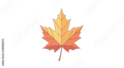 Autumn leaf changing colors from yellow to orange and red symbol of the season