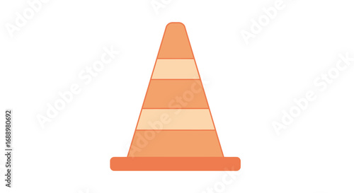 Orange traffic cone symbol for road safety and construction zone guidance for temporary traffic management