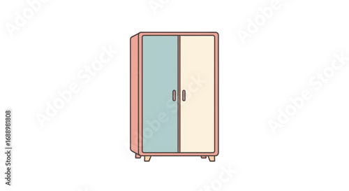 A Simple and Charming Two Door Wardrobe with a Pastel Color Scheme for Bedroom Storage Solutions
