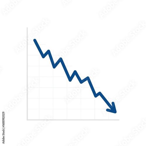 A downward trending line graph indicating a decline or decrease in value over time.