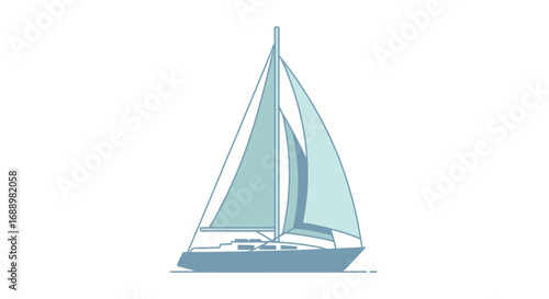 A Serene Sailboat Gliding Gracefully Across Calm Waters Under a Bright Sunny Sky Ideal for Leisure and Recreation