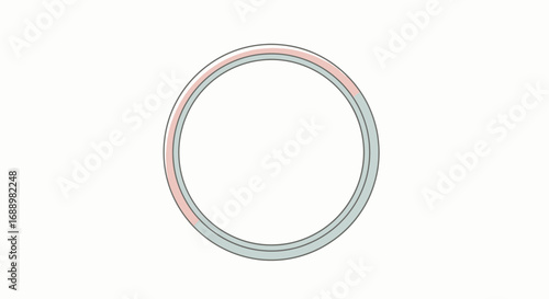 A Round Compact Mirror with a Pink and Blue Rim Showing a Light Reflection Inside on a White Background