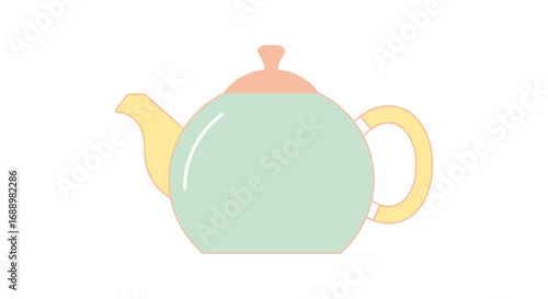 A Vintage Pastel Ceramic Teapot Featuring a Spout Handle Lid and Round Body Perfect for Brewing a Warm Beverage