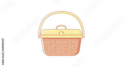 A Classic Wicker Picnic Basket with a Lid and Handle for Outdoor Dining and Food Transport