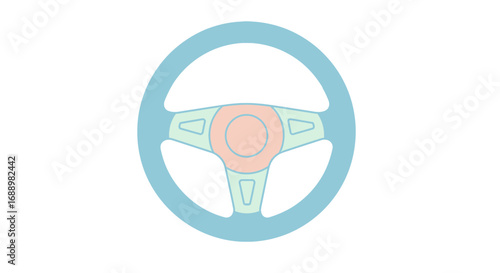An Artistic Representation of a Vehicle Steering Wheel with a Modern and Ergonomic Design Featuring a Central Hub and Spokes