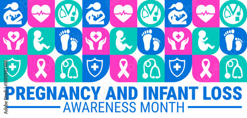 pregnancy and infant loss awareness month Geometric shape pattern background, banner, card or poster design template is observed every year during October, to raise awareness about the mission. Vector