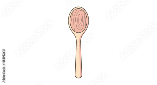 A wooden spoon with a fingerprint impression on its surface suggesting a connection between cooking and personal touch