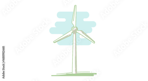 Modern Wind Turbine Generating Clean Renewable Energy in an Open Field Providing Sustainable Power for the Future