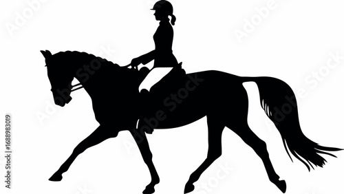 Elegant equestrian silhouette showcasing graceful horse movement and rider skill, perfect for sports and lifestyle themes.